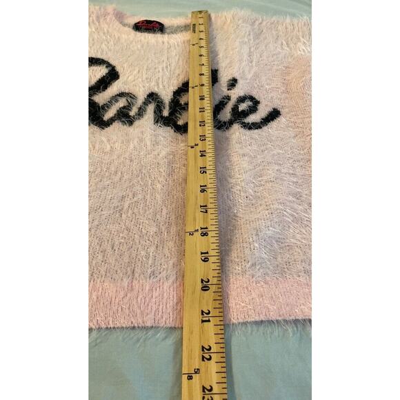 Barbie x Forever 21 Baby Pink Fuzzy Eyelash Sweater Size Small - Picture 5 of 6